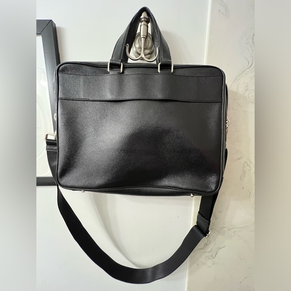 Coach Kennedy Double Zip Brief Briefcase Computer Bag Pebbled Black Leather - Picture 14 of 16